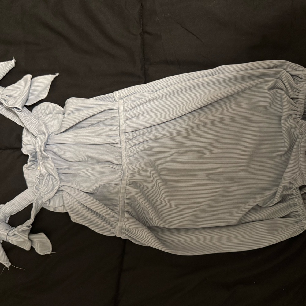 Light Blue Sleeveless romper with Bow Straps